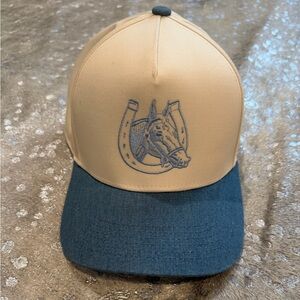 Women’s Two-Tone Beige and Blue Horse Trucker Hat